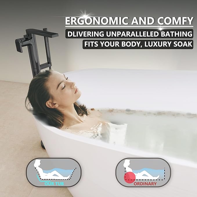 59" High-back Acrylic Freestanding Bathtub, Stand Alone Slipper Soaking Tub, Integrated Overflow and Drain, cUPC Certified