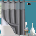 Conbo Mio No Hook Shower Curtain with Snap in Liner Set, Hotel Luxury Grey Fabric Shower Curtains for Bathroom with See Through Top Window, Washable, Waterproof 71W x 74H