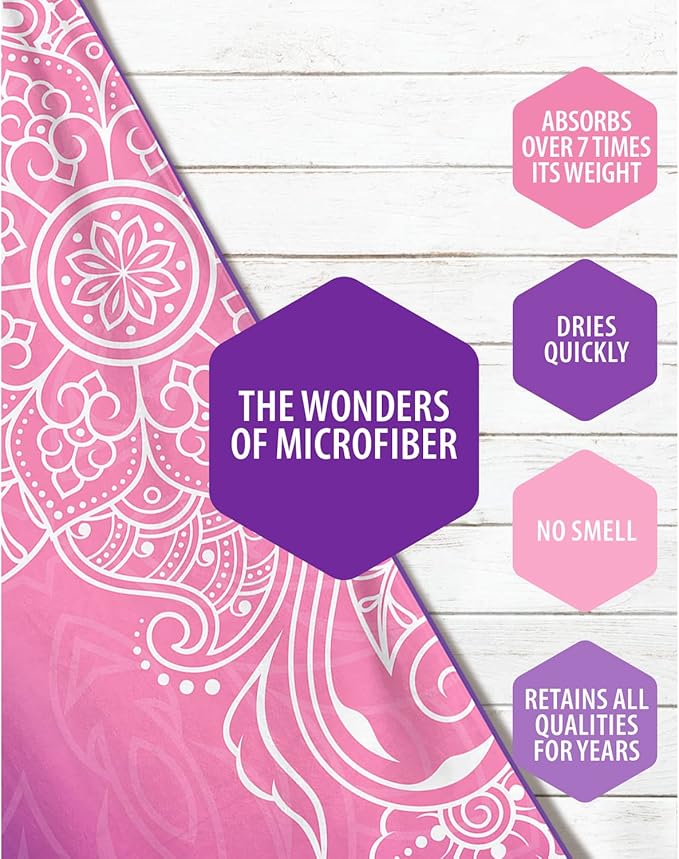 VENTURE 4TH Microfiber Beach Towel: Quick-Dry, Compact, Sand-Free, Absorbent, Sandproof and Lightweight - Perfect for Camping, Beach, and Roadtrips (Purple Mandala Design | 35x78 inches)