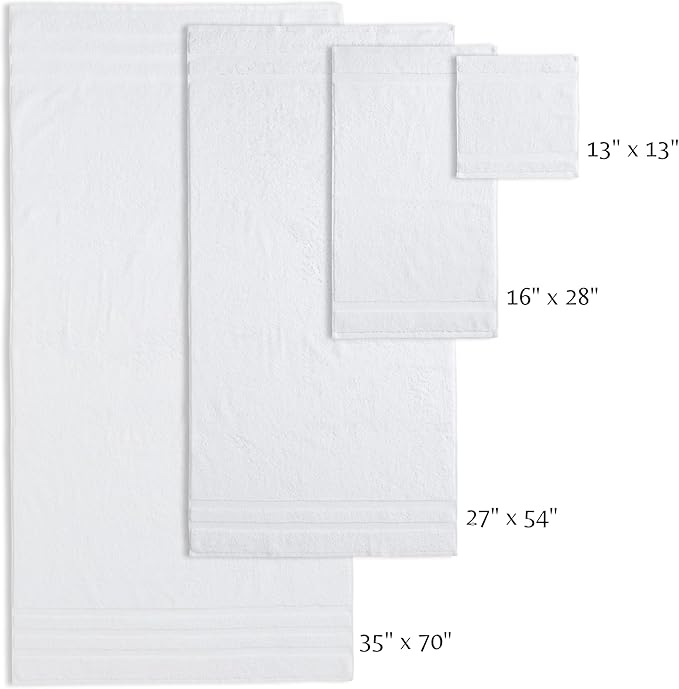 SOFE H&L | Olea Luxury Cotton Turkish Bath Towels Set of 4 White | Premium, Soft, Durable, Absorbent | Hotel Quality Plush Towels and Thick Towel Sets