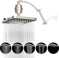 Hibbent Rain Filtered Shower Head, 13'' High Pressure Rainfall 5 Modes Showerhead with 16" Shower Head Extension Arm, Solid Brass Adjustable Shower Arm Extender, 20 Stage Shower Filter, Brushed Nickel