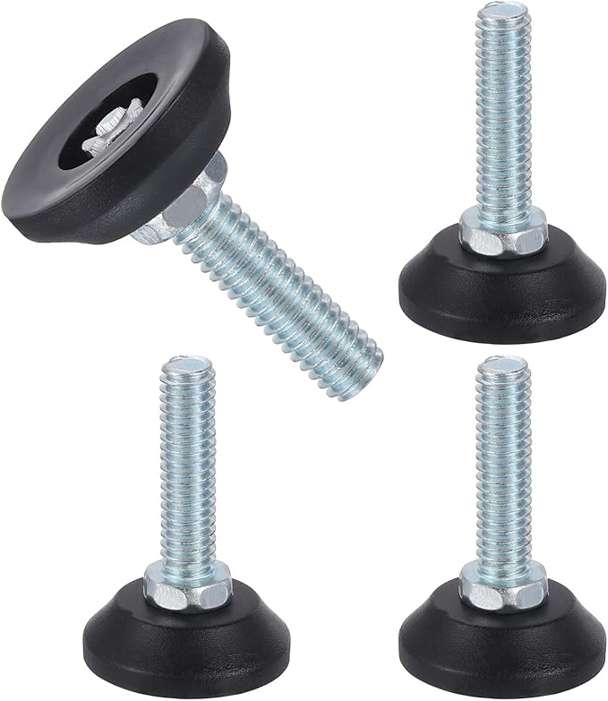 uxcell 5/16"-18 Thread Furniture Feet Levelers, 4Pcs 30mm l Adjustable Furniture Feet Screw in Threaded Leveling Leg Screw on Chair Foot Glides Leveling for Table Chair Cabinet Black