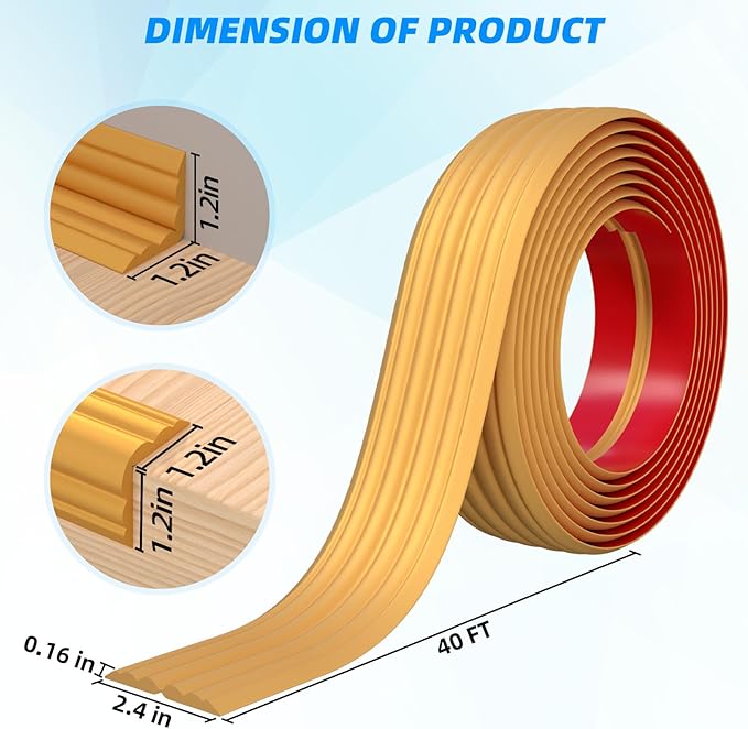 40FT Flexible Wall Corner Protector Moulding Trim, Peel and Stick Inside & Outside Wall Corner Guards Edge Protector,Self Adhesive Molding Trim Strip for Edge Ceiling