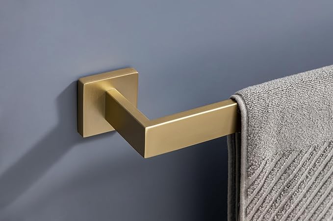 10 Pack Brushed Gold Bathroom Hardware Set - SUS304 Stainless Steel Wall-Mounted Towel Bar, Holder & Racks, 23.6 Inch