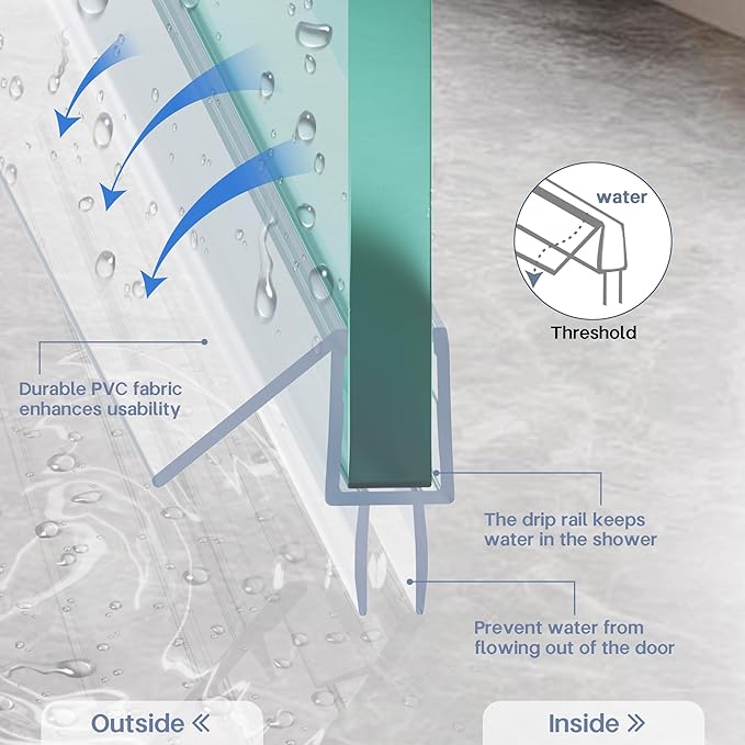 2-Pack Shower Door Bottom Seal, (1/4" x 36") Ultra Clear Glass Shower Door Seal Strip, Stop Leaks and Create a Water Barrier