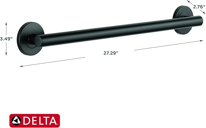 DELTA FAUCET 41824-BL Contemporary Decorative ADA Grab Bar 24 in, Matte Black