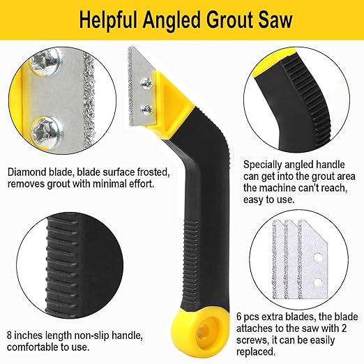 14pcs Grout Removal Tool Kit, 2 Tile Grout Saws with 6 Extra Blades, 2 Grout Hand Saw with 4 Extra Blades, Tile Joint Cleaning Tools, Ideal for Tile Gap Cleaning and Repair