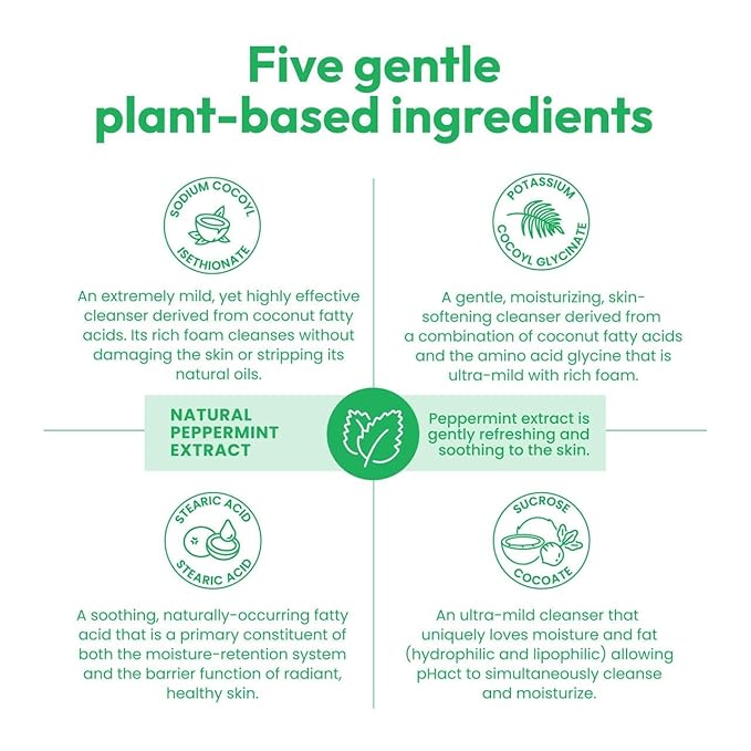 ANDREW LESSMAN pHact Moisture-Rich, Soap-Free Cleansing Bar Hint of Mint. Natural Skin pH. All Skin Types - Even Sensitive Skin. Hypoallergenic. Dermatologist Tested. 3 Pack 4.25 oz each