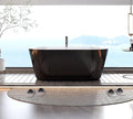 59" Deep Soaking Bathtub, Non-Slip Acrylic Tub with Chrome Drain, CUPC Certified, Ergonomic Modern Bath for Bathrooms, Easy-Install, Black Symmetrical
