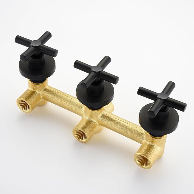 SUMERAIN Wall Mount Bathtub Faucet with Hand Shower,3 Handle Tub Shower Faucet Matte Black High Flow Waterfall Tub Filler