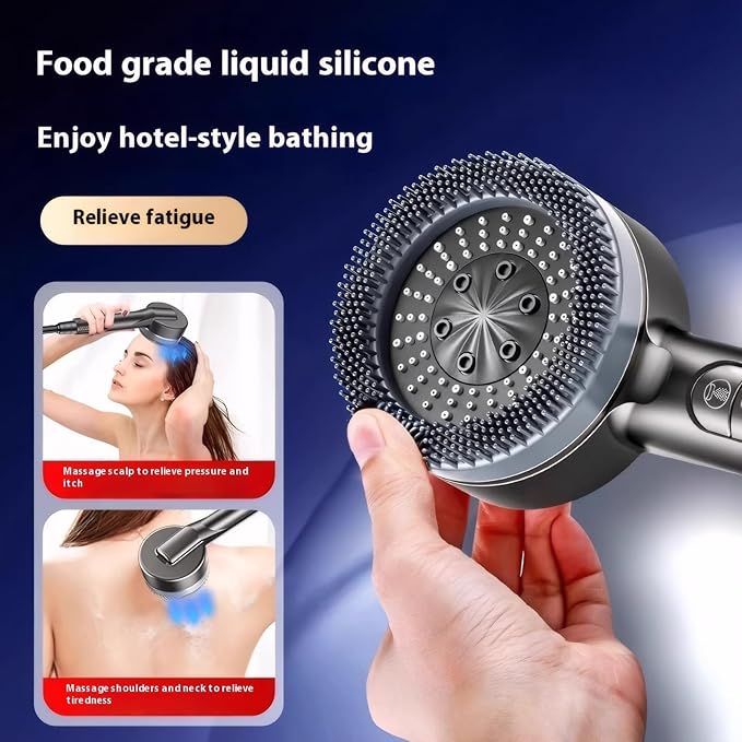 Filtered Shower Head with Handheld, High Pressure Shower Heads - 4 Spray Modes, Power Wash for Pets Bath, ON/OFF Switch & Water Saving Design (Deep Gray)
