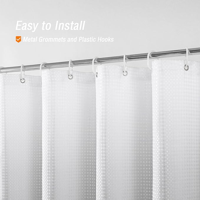 Gibelle Long Shower Curtain 72 x 78, Tall Grey Ombre Shower Curtain for Bathroom, Waffle Weave Fabric Shower Curtain Set with Hooks, Water Repellent, Machine Washable