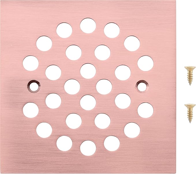 Square 4-1/4 Inch Screw-in Shower Drain Cover Replacement Square Floor Drainer Grate,Brushed Nickel,Brushed Gold,Oil Rubbed Bronze,Chrome (Antique Copper)
