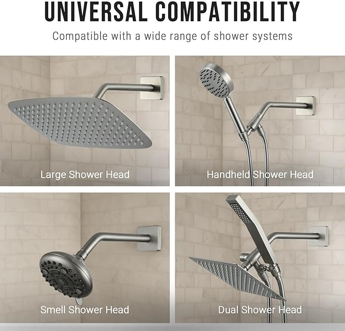 G-Promise All Metal 10-Inch Shower Arm with Flange, Wall-Mounted Stainless Steel Shower Pipe Replacement for Fixed and Handheld Shower Heads, Brushed Nickel