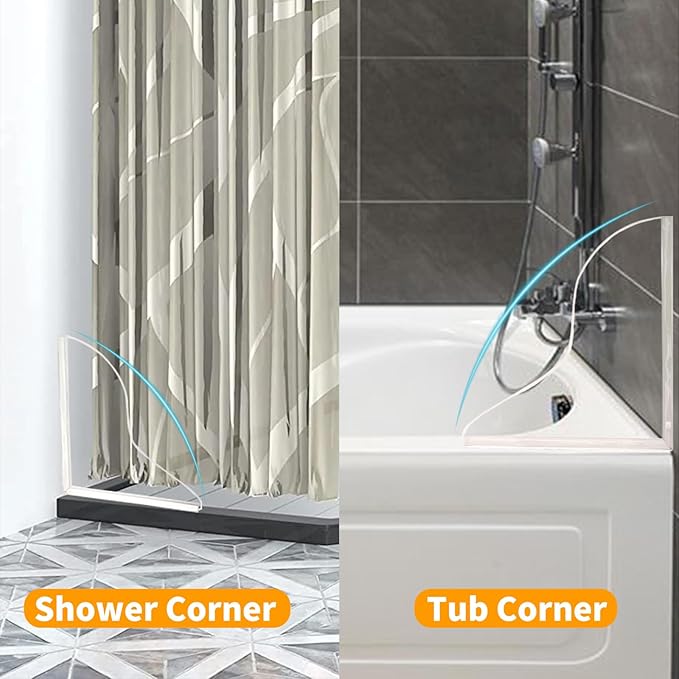 2Pack Shower Splash Guard for Bathtub,Walk in Shower Water Guard Made of Acrylic,Designed to Keep Water in Shower and to Seal Tub Corner, Shower Corner, and Bathroom Sink (Clear)