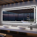 ISKM 96'' x 36'' LED Mirror for Bathroom Lighted Vanity Mirror for Wall Front Lights + Backlit LED Bathroom Mirror Anti-Fog Tempered Glass ETL Listed