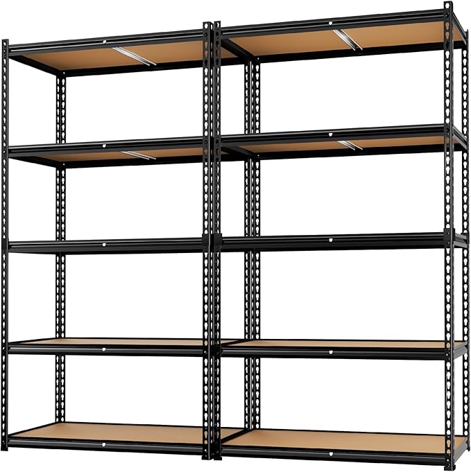 LEVELEVE 5-Tier Heavy Duty Storage Shelving Unit, 2000 lbs Capacity, Adjustable Metal Utility Shelf, 48" L x 18" W x 73" H for Garage, Kitchen, Pantry, Basement, Bathroom, Laundry,2 Pack