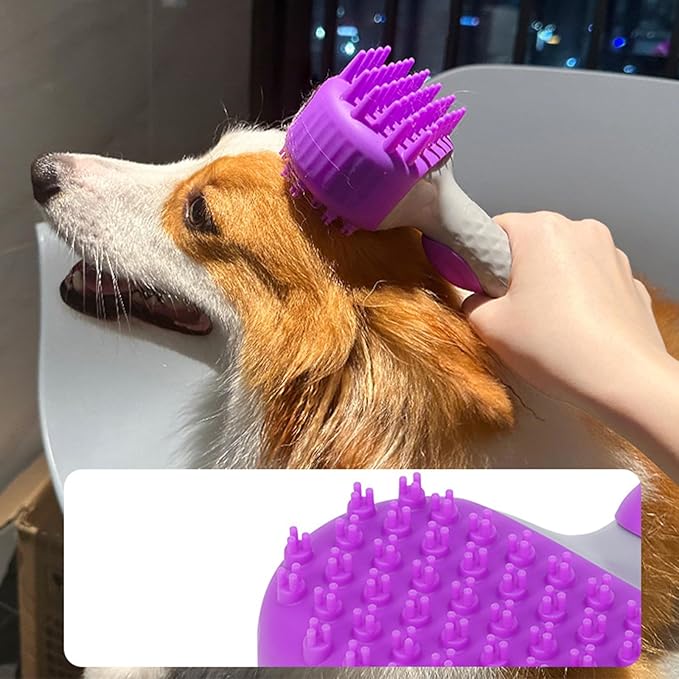 Multiple Dog Brushes, Dog Wash Brushes, Pet Grooming Brush Baths Massage Comb Depth Cleansing Silicones Bristles Nonslip Grip For Various Size Waterproofed Pet Grooming Tool