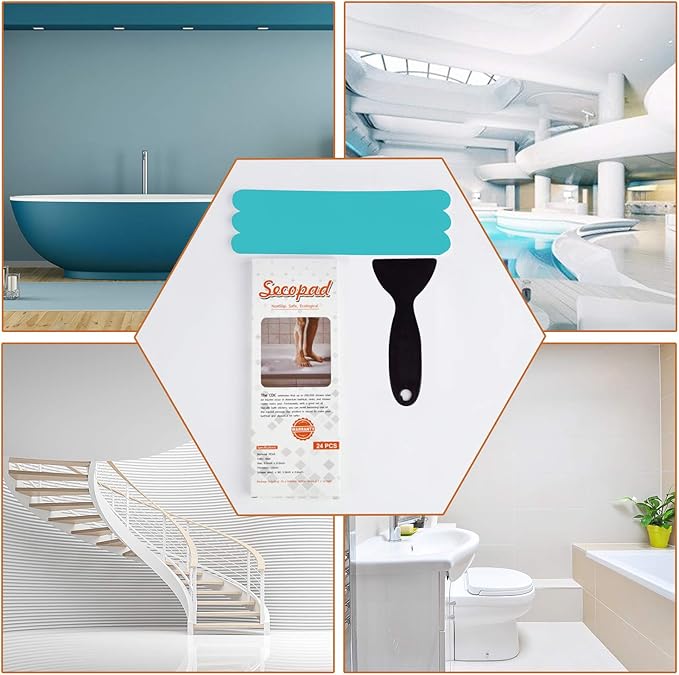 Non-Slip Bathtub Stickers Safety Bathroom Tubs Showers Treads Adhesive Decals Scraper (Blue)