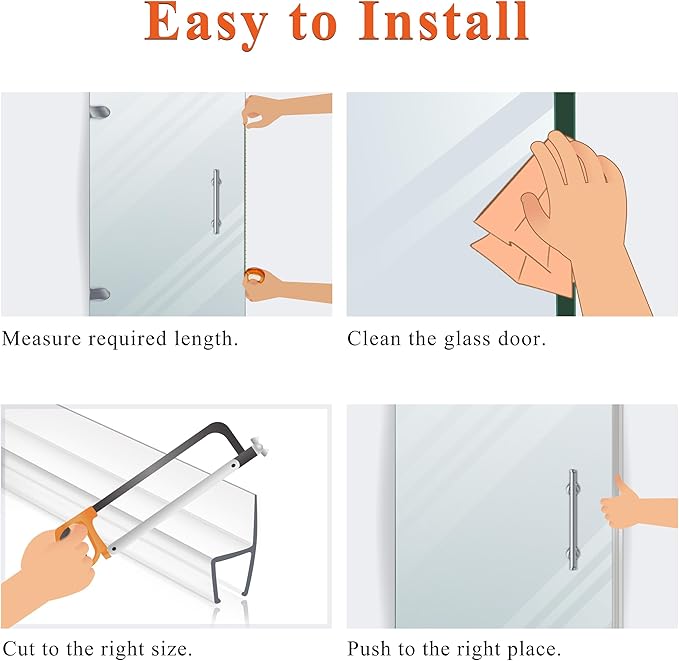 Frameless Shower Door Seal Strip 2 Pack x 39 Inch MD Glass Shower Door Bottom Seal Side Seal Strip Door Sweep for 3/8" Glass Ultra-Clear Polycarbonate Stop Shower Leaks Create A Water Barrier