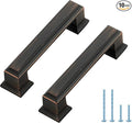 Ravinte Hardware 10 Pack Oil Rubbed Bronze Cabinet Pulls, 3 Inch (76mm) Hole Center Zinc Alloy Drawer Handles for Kitchen Cabinets, Cupboards, Dressers, Square Solid Metal Hardware