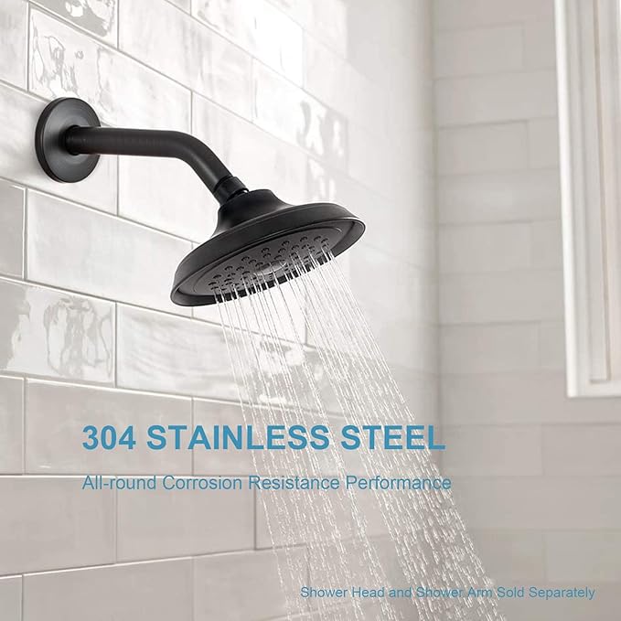OFFO Shower Arm with Flange, 10 in Oil Rubbed Bronze Wall Mount Replacement Angle Shower Head Arm Wall-Mounted For Fixed Shower Head & Handheld Showerhead