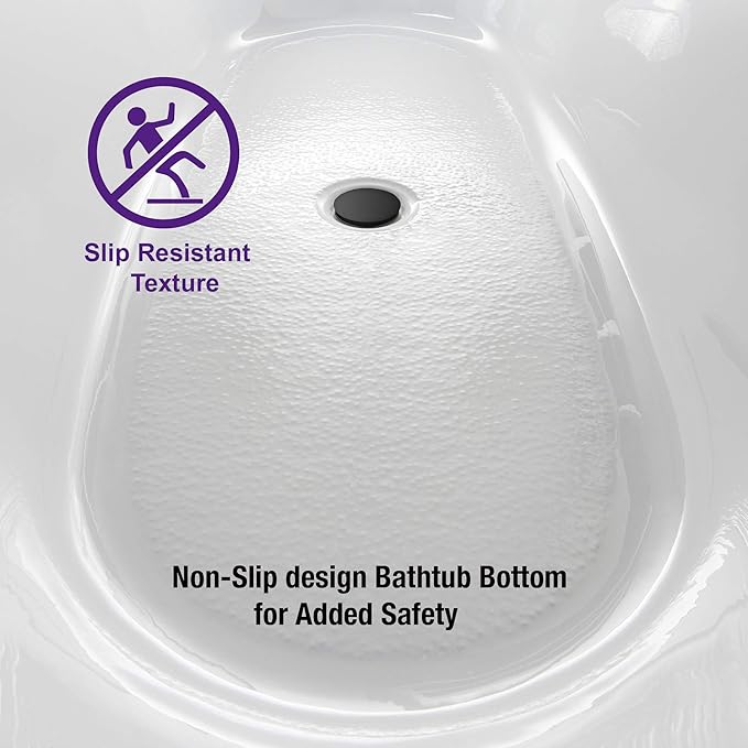 WOODBRIDGE BTA1514-MB-Drain &O+ Pillow Bathtub, Black