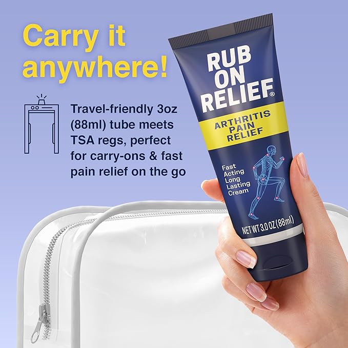 RUB ON RELIEF Topical Pain Relief Cream - Non-Greasy Joints Pain Cream for Knees, Shoulders & Back, Targeted Arthritis & Muscle Aches with Arnica, MSM, Turmeric, Aloe Vera, & Castor Oil- 3 oz (1 Pack)