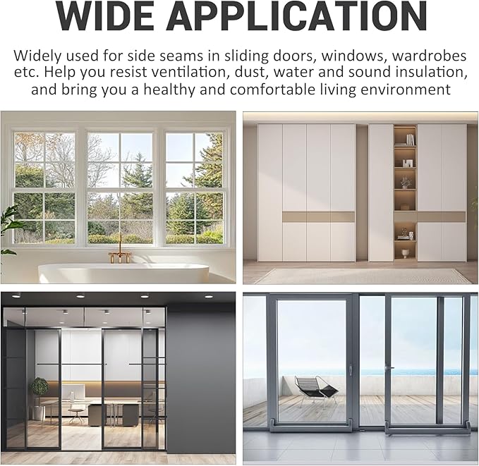 Weatherproof Self-Adhesive Soundproofing Door and Window Seal - 16.5 Ft Gray Insulation Strip, 0.3" Wide x 0.2" Thick, Energy-Efficient Draft Blocker for Wind, Dust, and Noise Protection