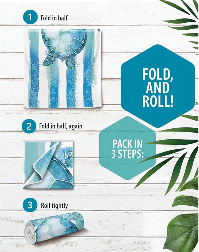 VENTURE 4TH Microfiber Beach Towel: Quick-Dry, Compact, Sand-Free, Absorbent, Sandproof and Lightweight - Perfect for Camping, Beach, and Roadtrips (Striped Turtle Design | 35x78 inches)