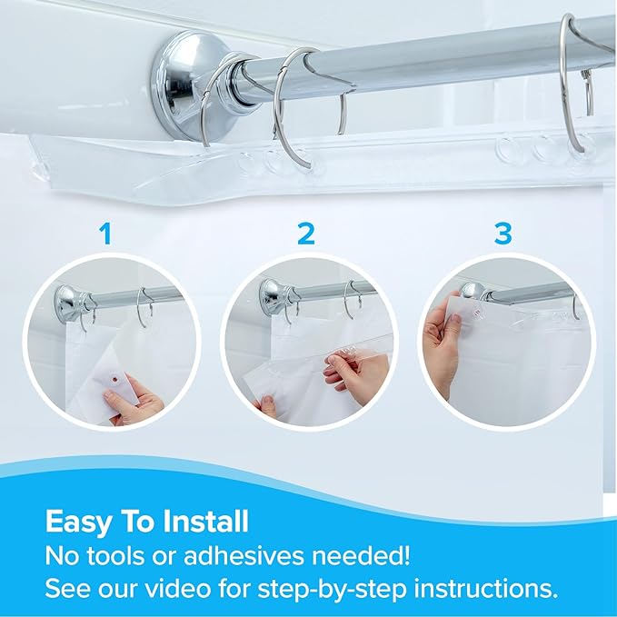 SlipX Solutions No Mess Splash Guard for Shower & Bathtub Curtain Liners | Bath Accessories to Keep Water Where It Belongs for A Non-Slip Bathroom Floor | Adhesive Free, Easy to Attach | 2 Per Pack