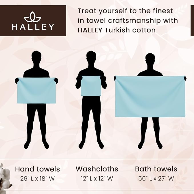 HALLEY Turkish Cotton Towels (Set of 8) 2 Bath Towels 2 Hand Towels 4 Washcloths, Super Soft Highly Absorbent 100% Cotton Towels for Bathroom and Kitchen for Mother’s Day (Taupe)
