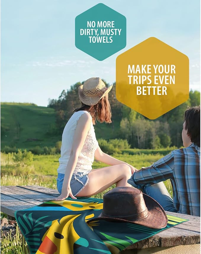 VENTURE 4TH Microfiber Beach Towel: Quick-Dry, Compact, Sand-Free, Absorbent, Sandproof and Lightweight - Perfect for Camping, Beach, and Roadtrips (Navy Turtle Design | 35x78 inches)