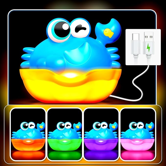 Bath Toys for Kids Ages 1-3,Light Up Baby Bath Toys Crab Bubble Maker with Colourful Light Toddler Bathtub Birthday Gifts Christmas Stocking Stuffers for Boys Girls Aged 1-3 2-4 3-5