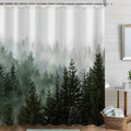 Aipon Green Misty Forest Shower Curtain Nature Tree Shower Curtain Set Dark Green Fabric Waterproof Shower Curtains for Bathroom Decor with 12 Hooks (72'' × 72'', Green4)