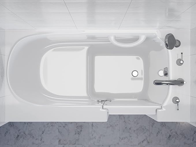 ANZZI Fast Drain Quick Fill Walk-In Right Drain Soaker Tub Chromatherapy LED Lights Acu-Stream Jets Aromatherapy | ADA-Compliant Safety Tub with Durable Gelcoat 53"x26"
