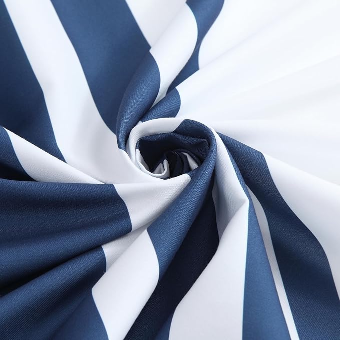 Blue and White Striped Shower Curtain 72x72 Inches, Waterproof Fabric with Modern Gradient Lines, 12 Rustproof Grommets & Weighted Hem