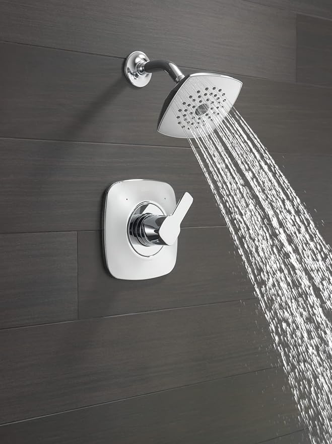 Delta Modern 14 Series Shower Faucet Set, Chrome Shower Head and Handle Set, Valve Trim Kit, Chrome T142339-PP (Valve Not Included)