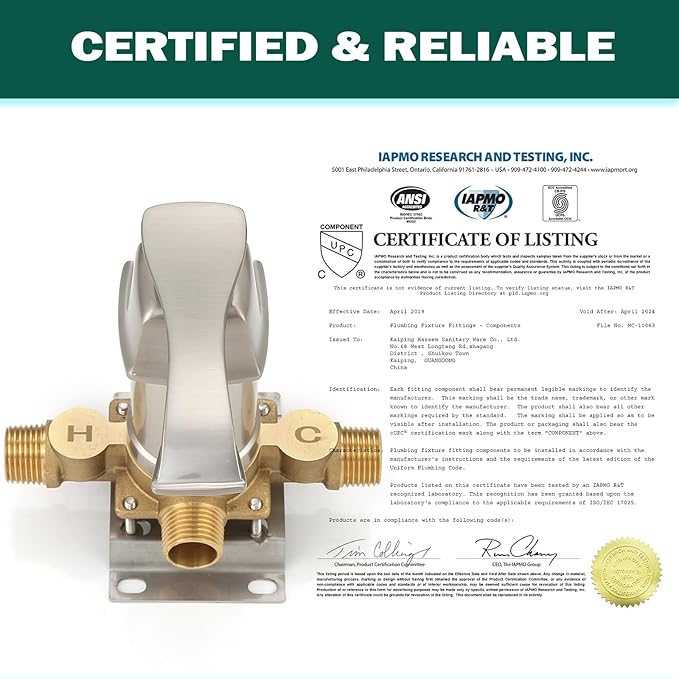2 Way Shower Diverter Mixing Valve, Dual-Function Pressure Balance Shower Control Brass Rough-In Mixer 1/2" NPT Connection, Single Handle Brushed Nickel Shower Trim Kit