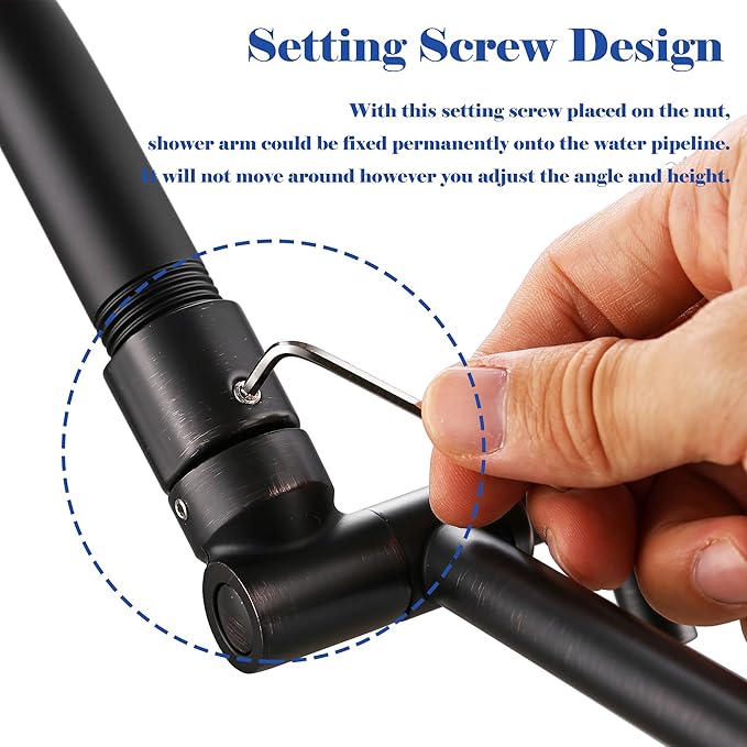 Oil Rubbed Bronze Shower Arm Extension - 13'' Height & Range Adjustable, Locking Nuts, Universal Connector