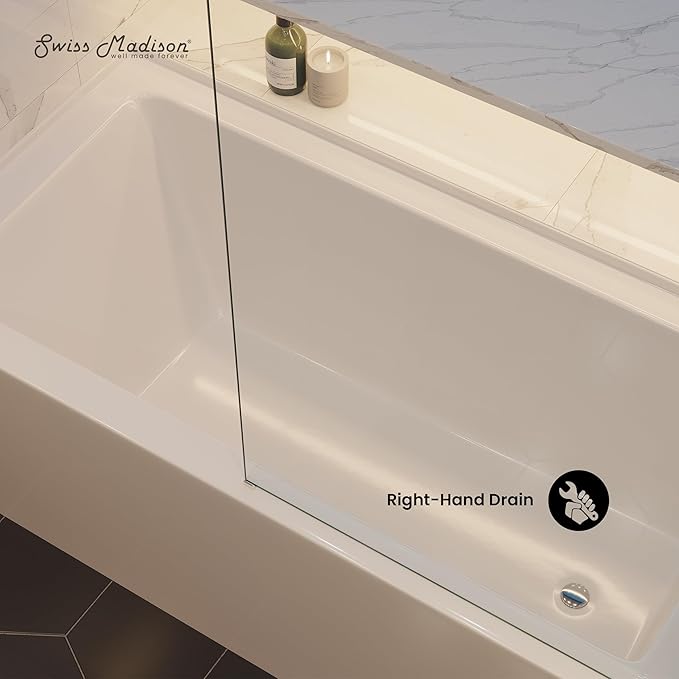 Voltaire 60" X 30" Right-Hand Drain Alcove Bathtub with Apron
