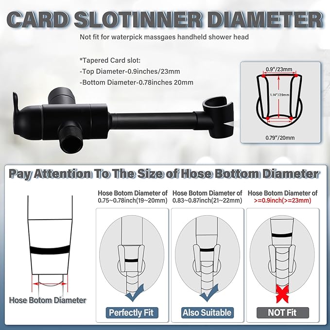 YDmeet All Metal Shower Diverter Valve With HandShower Holder - Upgraded 3 Way Shower Head for Handheld and Fixed Rain Showerhead - Universal G1/2 Arm, Bathroom Part, Matte Black