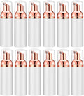Lil Ray 2 Oz Empty White Foam Pump Bottle, Foamer Soap Dispenser for Lash Shampoo, Hand Soap, Foaming Cleaner(Rose Gold Pump, 12 PCS)