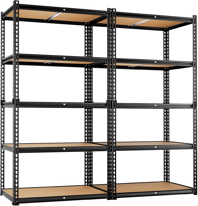 LEVELEVE 5-Tier Storage Shelving Unit, 2020 lbs Capacity, Heavy Duty Adjustable Metal Utility Shelf, 35" L x 16" W x 73" H for Garage, Kitchen, Pantry, Basement, Bathroom, Laundry, 2 Pack