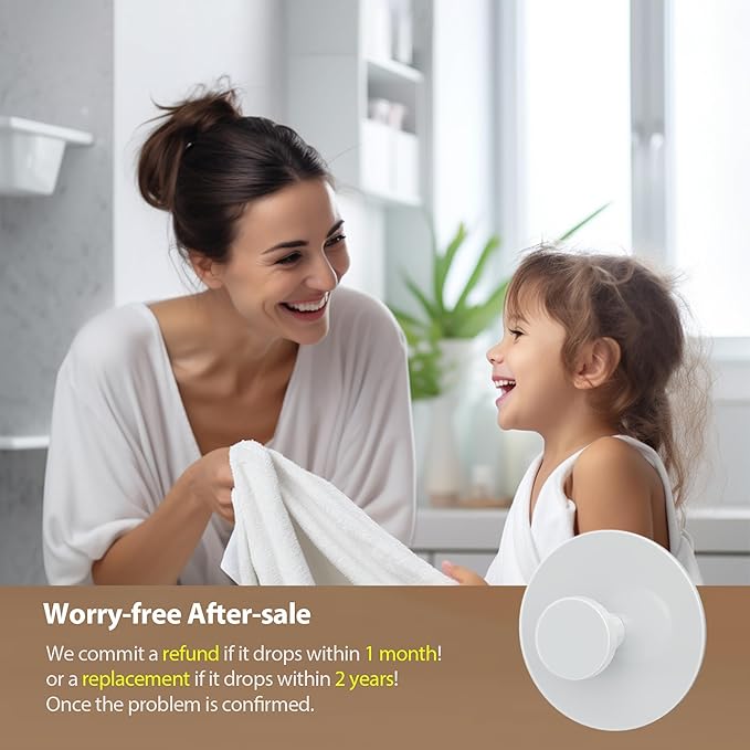 Adhesive Wall Hook for Coat and Towel: Extra Sticky 12 LB (Max), Stainless Coat Rack Door Holder Hanger, White 6-Pack Heavy Duty