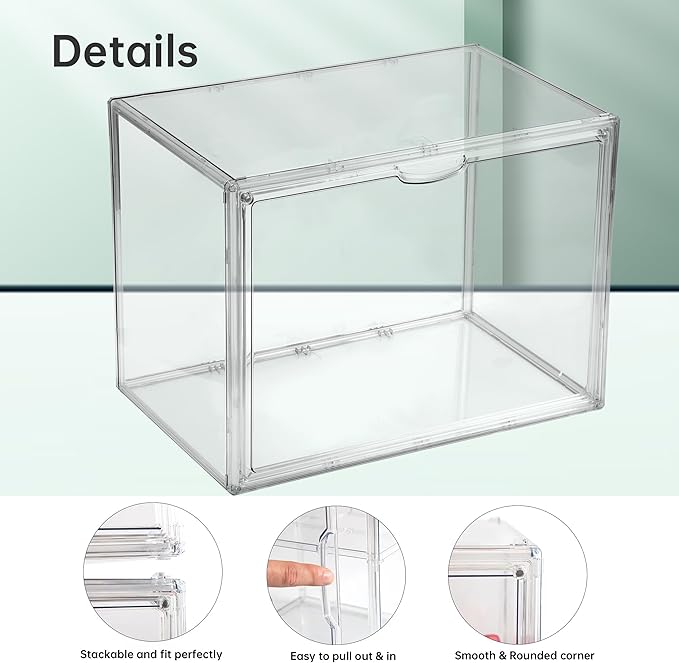 2X-Large 15.7"X11.8"X9.8" Acrylic Display Case, Clear Organizer Box Plastic Holder with Magnetic Door for Handbags, Purses, Boots, Figures, Book