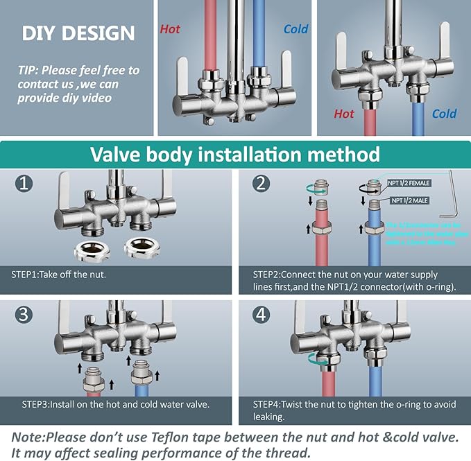 Aolemi Outdoor Shower Fixtures Kit Faucet System 3 Inch Center with Showerhead 2 Handle Exposed Shower with Brass Mix Valve Polish Chrome