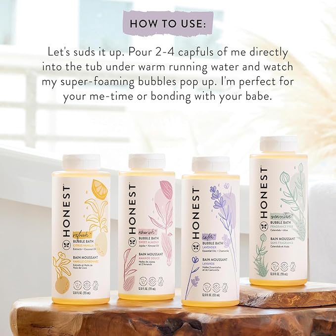 The Honest Company Foaming Bubble Bath Gentle for Baby Naturally Derived Tear-free Hypoallergenic Citrus Vanilla Refresh 12 fl oz
