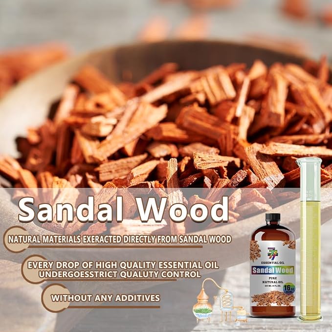 Sandalwood Essential Oil (16 oz / 480 ml) – Sandalwood Oils for diffusers, humidifiers, Home Baths, Cleaning Products, Yoga, DIY Soaps and DIY Scented Candles