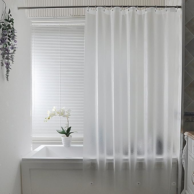 AooHome 72x72 Shower Curtain Liner - 8G Eva Heavy Duty Frosted Bathroom Plastic Shower Liner with Rustproof Metal Grommets and 5 Bottom Magnets, Thickness, Water Repellent, Semi-Transparent